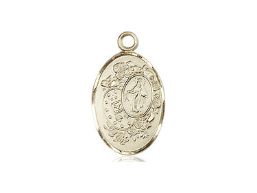 14kt Solid Gold Medium Miraculous Medal Pendant 7/8 x 1/2 inches Handcrafted by Bliss Manufacturing
