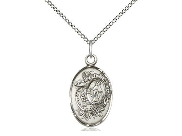 Sterling Silver Medium Miraculous Medal Necklace 7/8 x 1/2 inches with 18 inch Chain by Bliss