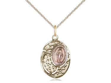 14kt Gold Filled Miraculous Medal Necklace 3/4 x 1/2 inch pendant on 18 inch chain by Bliss