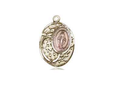 14kt solid gold Miraculous Medal pendant 3/4 inch by Bliss Manufacturing USA