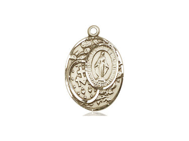 14kt solid gold Miraculous Medal pendant 3/4 x 1/2 inches handcrafted by Bliss Manufacturing USA