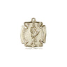 14kt solid gold St. Florian medal pendant, 1/2 x 1/2 inch, patron saint of firefighters, handcrafted by Bliss