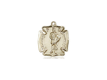 14kt solid gold St. Florian medal pendant, 1/2 x 1/2 inch, patron saint of firefighters, handcrafted by Bliss