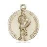 14kt solid gold St. Florian patron saint medal pendant, medium 1 x 7/8 inch, handcrafted by Bliss Manufacturing USA
