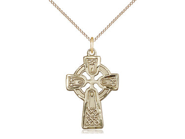 Gold Filled Medium Celtic Cross Necklace 1 x 5/8 inches with 18 inch lite curb chain by Bliss