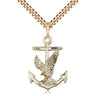 14kt gold filled Anchor and Eagle pendant necklace with 24-inch chain, handcrafted in USA by Bliss Manufacturing