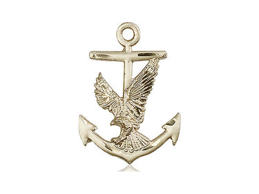 14kt Solid Gold Anchor and Eagle Pendant Medal 1 x 5/8 inch by Bliss Manufacturing