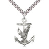 Sterling silver anchor and eagle pendant necklace 1 inch by 5/8 inch with 24 inch chain handcrafted by Bliss