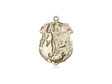 14kt Solid Gold St. Michael the Archangel Medal Pendant 3/4x1/2 inch Handcrafted by Bliss