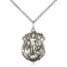 Sterling silver St. Michael the Archangel patron saint medal necklace, 3/4 x 1/2 inch pendant on 18 inch curb chain, handcrafted by Bliss Manufacturing USA