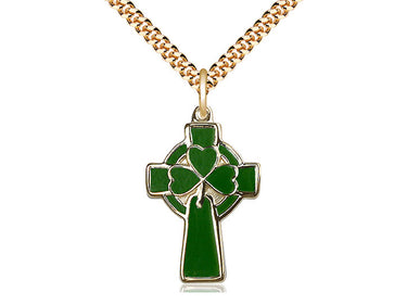 14kt Gold Filled Celtic Cross Necklace 1x5/8 inch pendant with 24 inch chain - Bliss USA