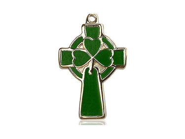 14kt Solid Gold Medium Celtic Cross Pendant 1x5/8 inches - Handcrafted by Bliss Manufacturing USA