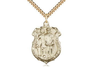 Large 14kt Gold Filled St. Michael the Archangel Patron Saint Medal Necklace 1 1/4 x 7/8 inch 24 inch Chain Bliss