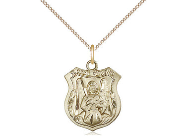 14kt Gold Filled St. Michael the Archangel Medal Necklace 3/4x1/2 inches medium pendant with 18 inch curb chain by Bliss Manufacturing