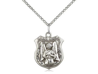 Sterling Silver St. Michael the Archangel patron saint medal necklace with 18 inch chain by Bliss Manufacturing