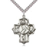 Sterling Silver Five-Way Medal Necklace 1 1/4 x 1 inch pendant 24 inch chain handmade by Bliss USA