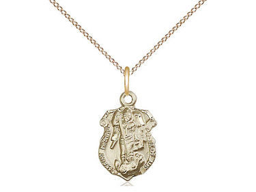 14kt Gold Filled St. Michael the Archangel small patron saint medal necklace with 18 inch chain by Bliss