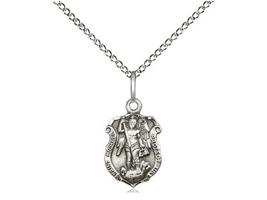 Sterling Silver St. Michael the Archangel small patron saint medal necklace with 18 inch chain by Bliss