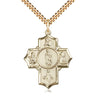 14kt Gold Filled Five-Way Medal Necklace 1 1/4 x 1 inch Guadalupe pendant 24 inch chain handmade by Bliss