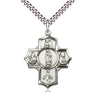 Sterling Silver Large Five Patron Saints Medal Necklace featuring Our Lady of Guadalupe, St. Juan Diego, St. Padre Pio, St. Francis Xavier, and Santo Niño with 24 inch chain by Bliss Manufacturing