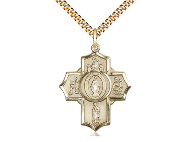 Large Gold Filled Apparitions Medal Necklace 1.25 x 1 inch pendant on 24 inch curb chain by Bliss