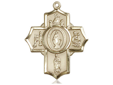 Large 14kt solid gold Catholic apparitions medal pendant 1 1/4 x 1 inch by Bliss Manufacturing
