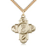 Large 14kt gold filled Sports 5-Way St. Christopher medal necklace 1 1/4 inch on 24 inch chain by Bliss