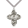 Sterling silver St. Christopher patron saint medal necklace large 1 1/4 x 1 inch with 24 inch chain USA made Bliss