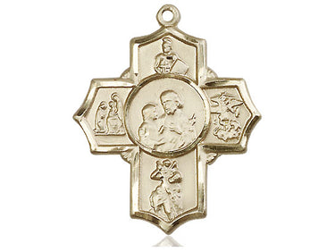 14kt solid gold large five-way firefighter medal pendant 1.25 x 1 inch handcrafted by Bliss Manufacturing