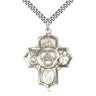 Sterling silver large Blended Family 5-Way medal necklace with 24 inch chain handcrafted by Bliss Manufacturing