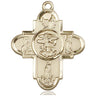 14kt Solid Gold Our Lady 5-Way Medal Pendant 1.25 inch large size handcrafted by Bliss USA