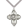 Sterling Silver Our Lady 5-Way Catholic Medal Necklace 1 1/4 inch on 24 inch chain by Bliss Manufacturing