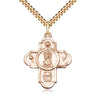 Gold Filled St Christopher Sports 5-Way Catholic Medal Necklace 1 1/8 inch on 24 inch chain by Bliss Manufacturing