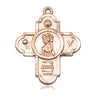 14kt Solid Gold 5-Way St Christopher Sports Medal Pendant 1.125 inch medium size handcrafted by Bliss USA