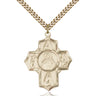 14kt Gold Filled Large Scapular 4-Way Medal Necklace 1.25 inch with 24 inch Chain by Bliss Manufacturing