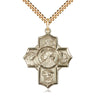 14kt Gold Filled Large Sacred Heart 5-Way Medal Necklace 1.25 inch with 24 inch Chain by Bliss Manufacturing