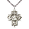 Sterling Silver Sacred Heart 5-Way Medal Necklace 1 1/4 x 1 inch with 24 inch chain by Bliss Manufacturing
