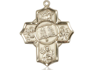 Large 14kt Solid Gold Apostle 5-Way Medal Pendant 1.25 inch Bliss handcrafted USA