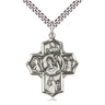 Large Sterling Silver Irish 5-Way Medal Necklace 1.25 inch with 24 inch chain handcrafted by Bliss