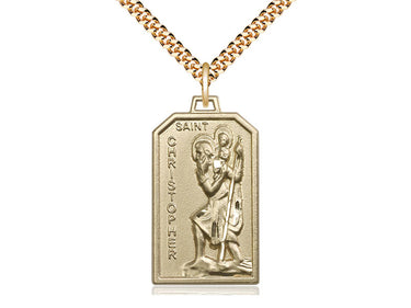 14kt gold filled St. Christopher patron saint medal necklace medium 1 1/8 x 5/8 inch with 24 inch chain USA Bliss