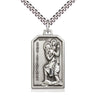 Sterling silver St. Christopher patron saint medal necklace medium 1 1/8 x 5/8 inch with 24 inch chain USA Bliss