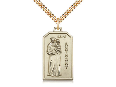 Medium 14kt gold filled St. Anthony patron saint medal necklace with 24 inch curb chain, handcrafted by Bliss