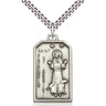 Sterling Silver St. Francis Patron Saint Medal Necklace 1 1/8 x 5/8 inches with 24 inch chain by Bliss