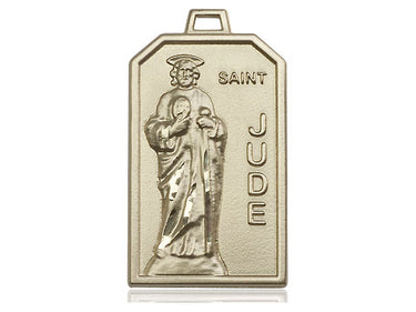 14kt Solid Gold St. Jude Patron Saint Medal Pendant 1-1/8 x 5/8 inches by Bliss Manufacturing USA