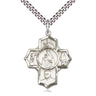 Sterling silver Carmelite 4-way medal necklace with 24 inch chain handcrafted in USA by Bliss Manufacturing