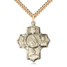 14kt Gold Filled Polish 4-Way Medal Necklace 1 1/8 x 1 inch with 24 inch Chain by Bliss
