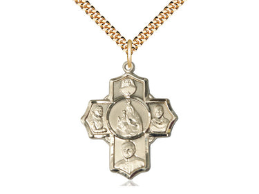 14kt Gold Filled Polish 4-Way Medal Necklace 1 1/8 x 1 inch with 24 inch Chain by Bliss