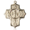 14kt Solid Gold Large Warrior 5-Way Catholic Medal Pendant 1 3/8 inch handcrafted by Bliss Manufacturing
