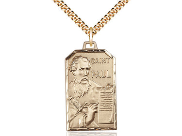 Large 14kt Gold Filled St. Paul the Apostle Patron Saint Medal Necklace 1 1/4 inches by 3/4 inches on 24 inch chain by Bliss