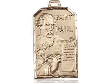 14kt Solid Gold Large St. Paul the Apostle Patron Saint Medal Pendant 1-1/4x3/4 inch by Bliss Manufacturing
